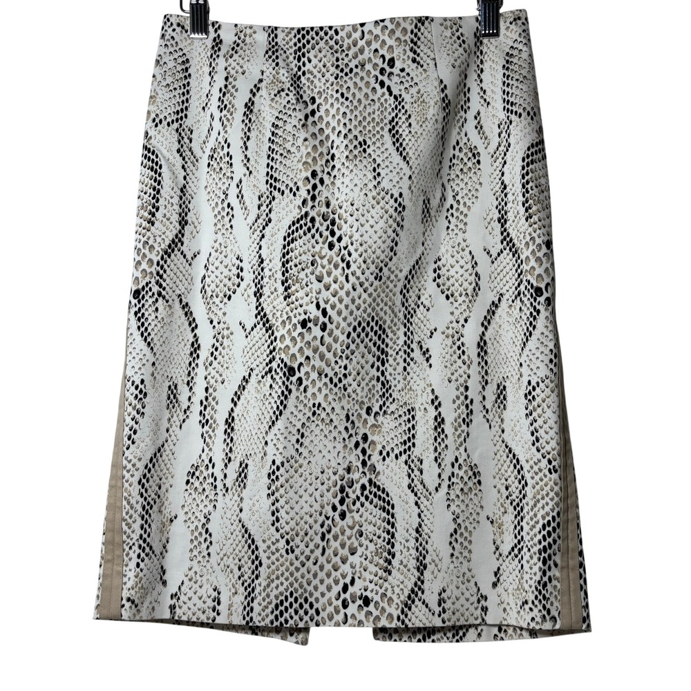 White House Black Market Skirt Womens 2 Grey Snakeskin Print Animal Knee - Picture 2 of 8